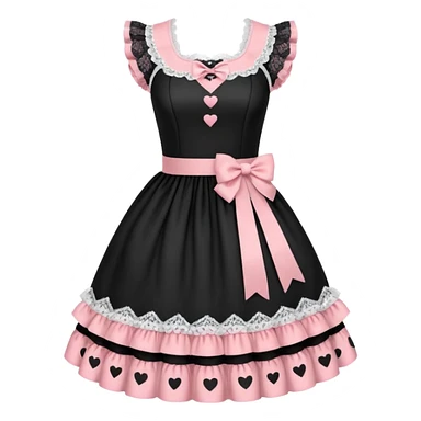 lolita dress ,  hearts, black and pink, cute,  sticker