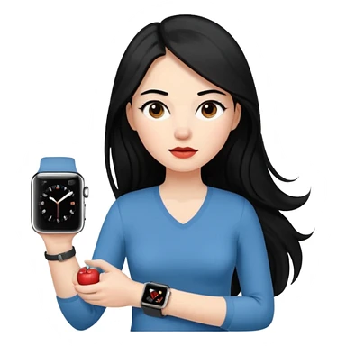mujer cabello negro largo piel blanca con apple watch en su muñeca midiendo hipertension sticker