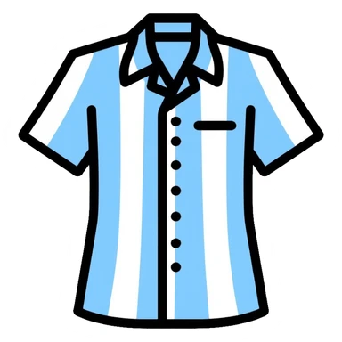 light blue and white vertically striped button down shirt, isolated sticker