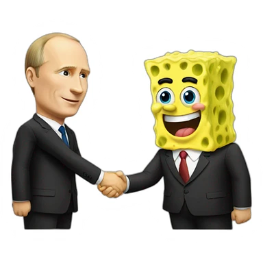 Putin handshake with spongebob sticker