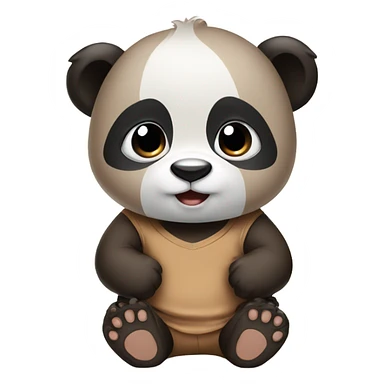 Baby panda wearing brown t shirt sticker