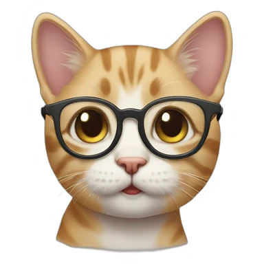 little cat with glasses sticker