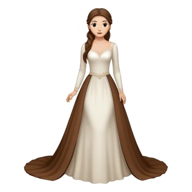 Chica blanca ,ojos marrones, vesti novia sexy manga largo,  cuerpo entero ,pelo muy largo castaño y recogido  cola larga sticker