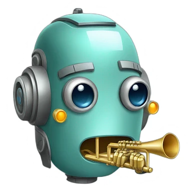 robot with party flute sticker