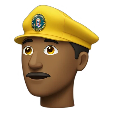 man with yellow "FBI" letters on his cap sticker