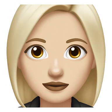 Slavic woman with blue eyes, fair skin, straight brown hair with blonde streaks medium bob, goth eyes makeup, beige lips, dressed in white T-shirt and office black jacket. sticker