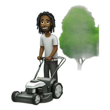 Dark Black man with dreads mowing sticker