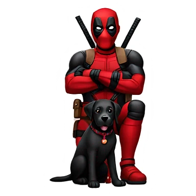 Deadpool holding black lab sticker