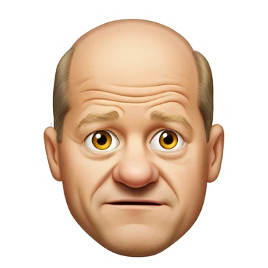 photorealistic Olaf Scholz embarrassed, guiltily shrugs sad sticker