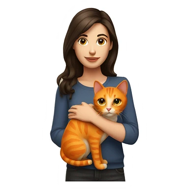 brunette holding orange cat sticker