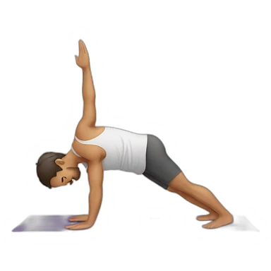 Man doing yoga near a drill sticker