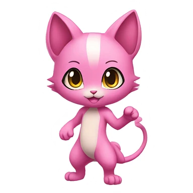 Pink Chibi Anthro Mew-Pokémon full body sticker