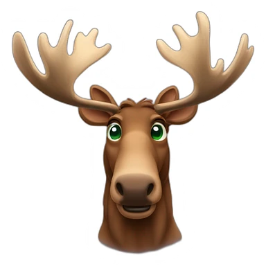 reate my future mascot, a moose who seems friendly, and trustworthy He must be brown with big round green eyes. sticker