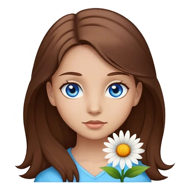 Girl blue eyes brown hair flover sticker
