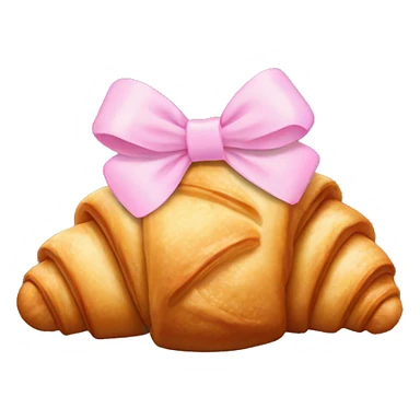 Croissant with pastel pink bow sticker