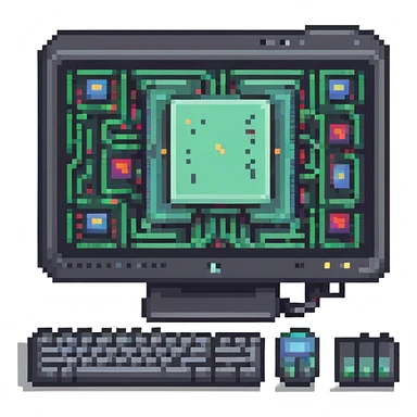 computer with AI interface sticker