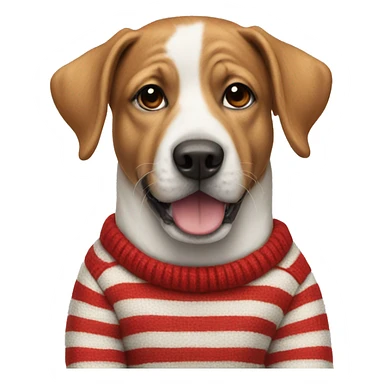 Dog wearing a red and white striped jumper  sticker