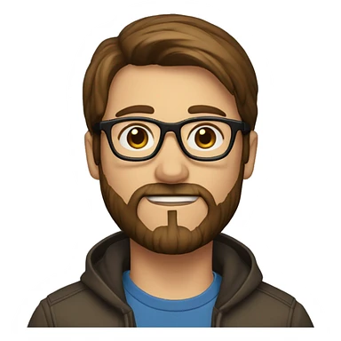 shortstraight brown hair, a beard, glasses ealry thirties man sticker