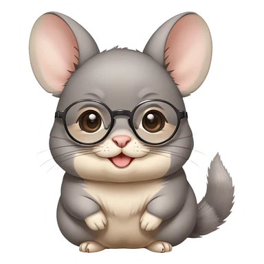 Una chinchilla con lentes, estilo animé, feliz, chibi  sticker