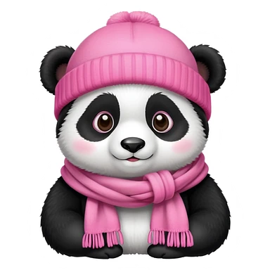 panda with beanie and pink scarf sticker