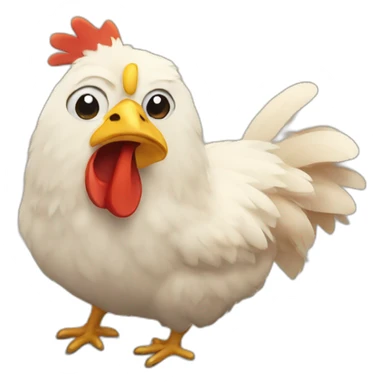 Chicken with bear sticker