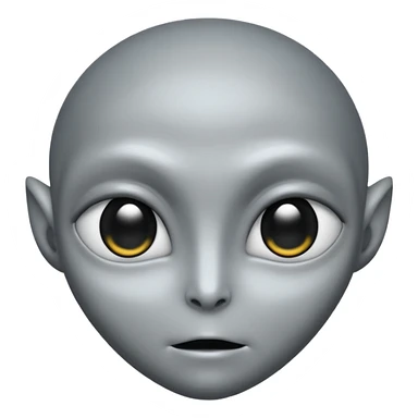 Grey alien head, almond-shaped eyes solid black, entire eye black, no white or iris, slanted, pale grey skin, cartoon emoji, no background


 sticker