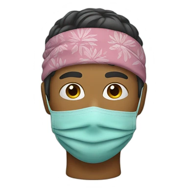 Someone with a bandana and a mask sticker