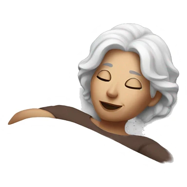 White haired lady lying in bed sticker