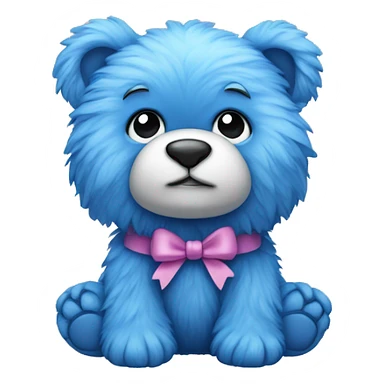blue fur teddy with bow sticker