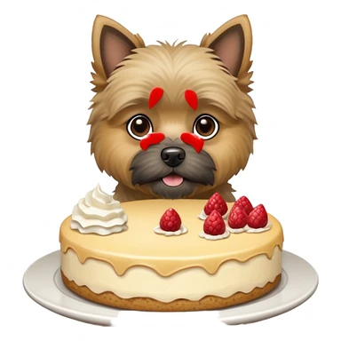 Cairn terrier with cheesecake  sticker
