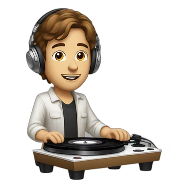 A white with short brown hairs without glasses DJ playing music on turntables sticker