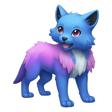 Cute cool black blue purple pink animal hybrid Fakemon full body sticker