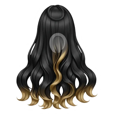 back view of long black voluminous hair sticker
