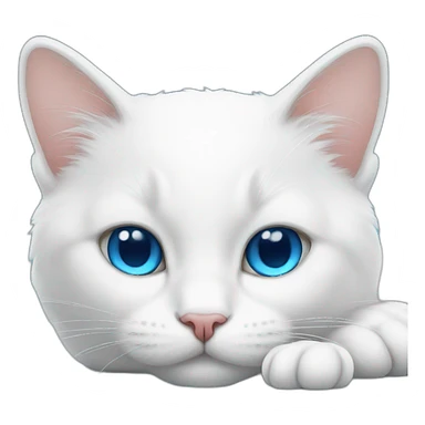 white cat with blue eyes is sleeping sticker
