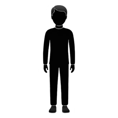 Minimalistic flat vector icon, iOS style, thin black outline on white background. Person silhouette. Black, completely monochrome, matte.  sticker