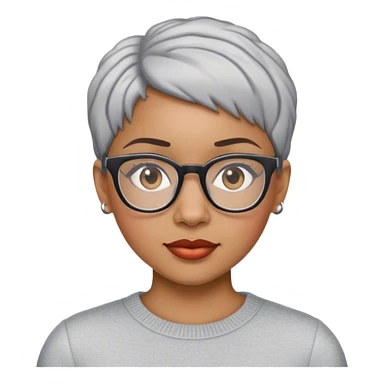 Young light skin African American woman with short gray haircut and glasses sticker