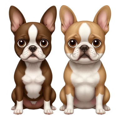Skinny brown Boston terrier and pure white French bulldog sticker