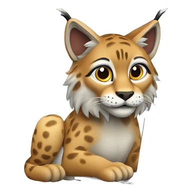 A lynx with a laptop sticker