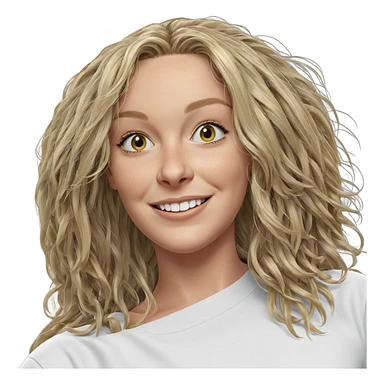 smiling girl with long blonde hair sticker