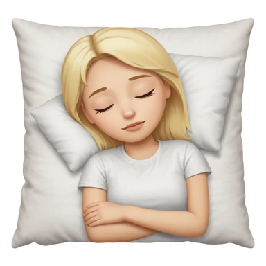 Blonde white sikine white tshirt blonde eyebrowns girl sleeping on a pillow sticker