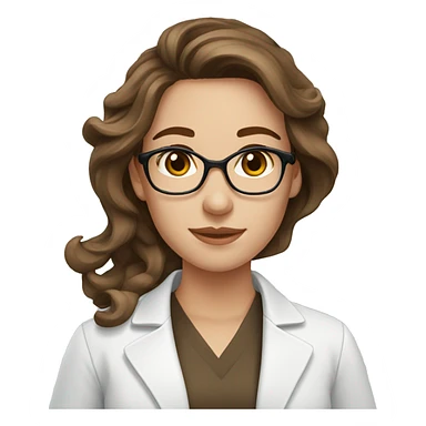 pharmacist long brown hair with waves, pretty female sticker