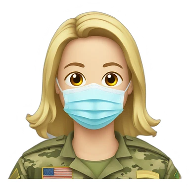 a military Headshot in a Medical masks sticker