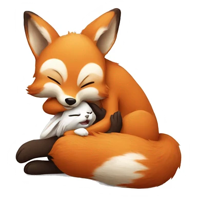 Fox is hugging rabbit sticker