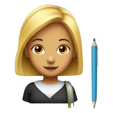 Girl with pen pencil book sticker