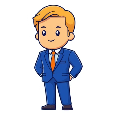 businessman with blonde hair and blue suit sticker