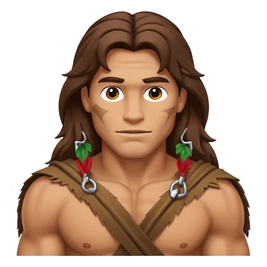 Tarzan with long brown hair, brown loincloth sticker