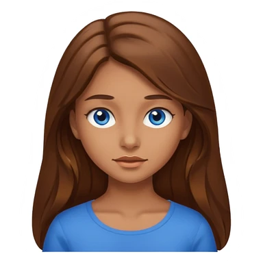 נערה עם שיער ארוך בצבע חום וצבע עור שזוף עיניים כחולות sticker
