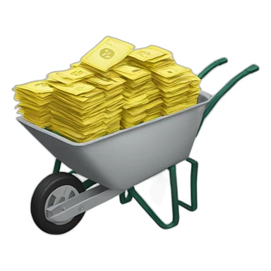 wheelbarrow of emails and bills sticker