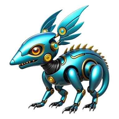 Futuristic shiny cyberpunk-Fakémon-Pokémon-creature sticker
