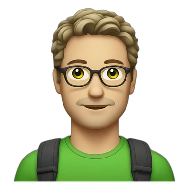 white man,glasses, dark hair, green eyes, facial stubble sticker